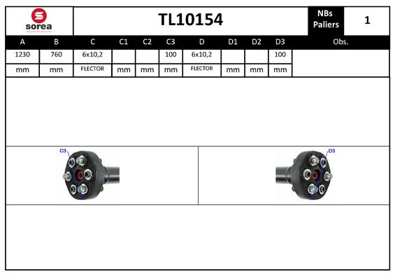 Arbre de transmission d'entraînement essieux SEEAC TL10154