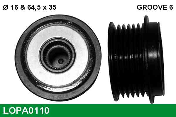 Poulie roue libre d'alternateur LUCAS LOPA0110