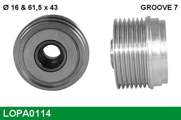 Poulie roue libre d'alternateur LUCAS LOPA0114