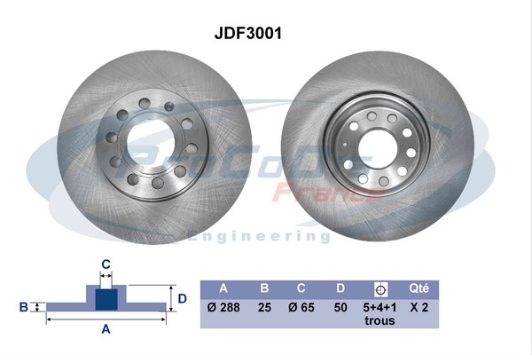 Jeu de 2 disques de frein PROCODIS FRANCE JDF3001