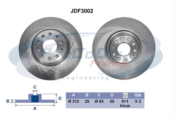 Jeu de 2 disques de frein PROCODIS FRANCE JDF3002