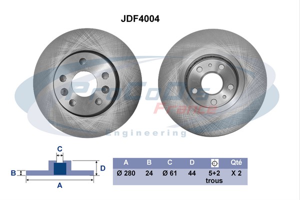 Jeu de 2 disques de frein PROCODIS FRANCE JDF4004