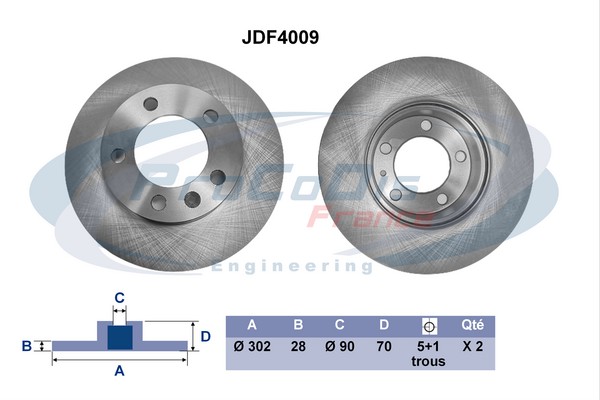 Jeu de 2 disques de frein PROCODIS FRANCE JDF4009