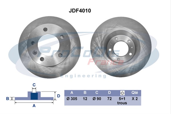 Jeu de 2 disques de frein PROCODIS FRANCE JDF4010