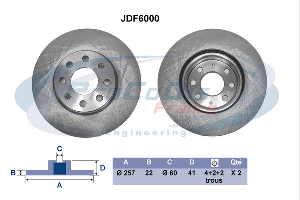 Jeu de 2 disques de frein PROCODIS FRANCE JDF6000