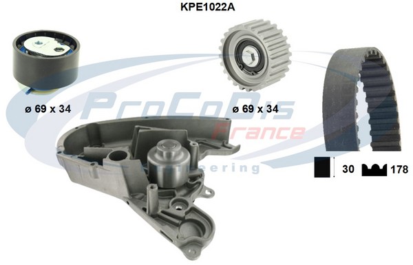 Kit de distribution + pompe à eau PROCODIS FRANCE KPE1022A