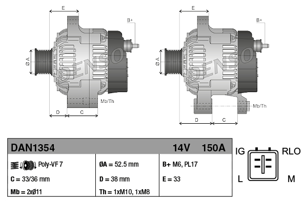 Alternateur DENSO DAN1354