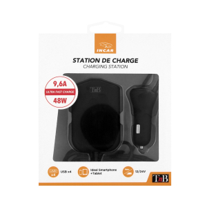 Prise allume cigare avec 2 USB avant et 2 USB arrière 1.8M T'NB