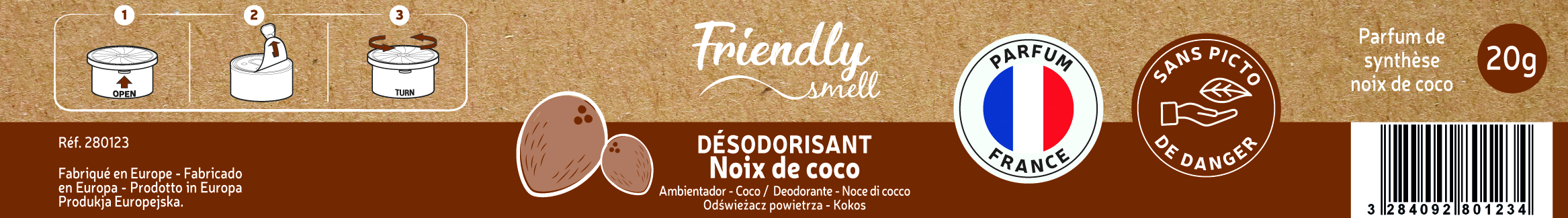 Désodorisant boite parfum noix de coco pas cher