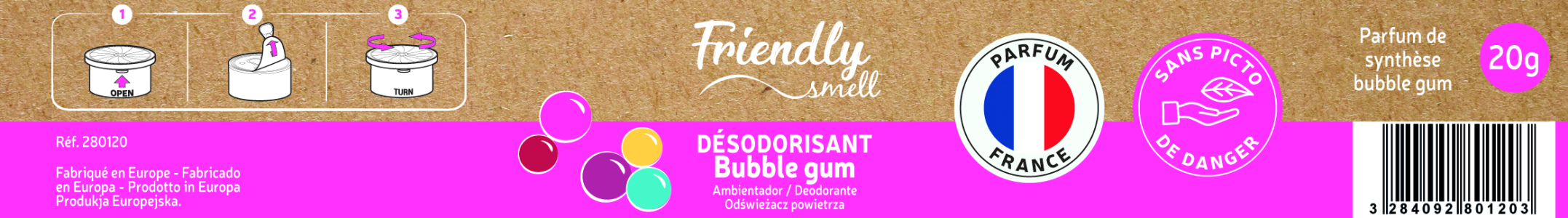 Désodorisant feuille FRIENDLY SMELL bubble gum