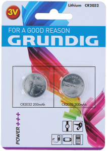 Lot de 2 piles boutons CR2032 GRUNDIG